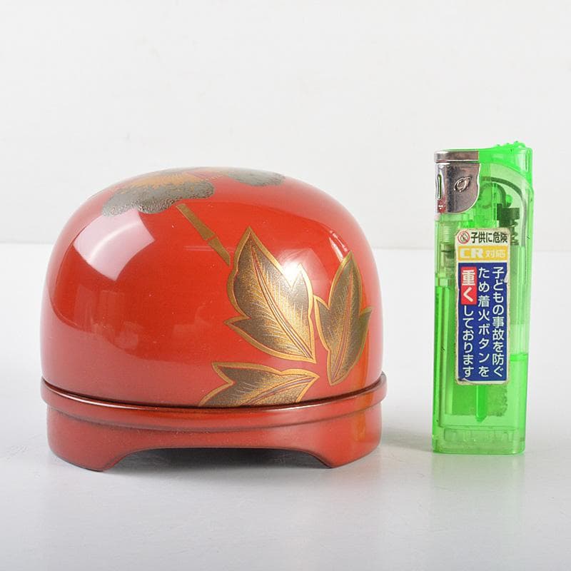 茶道具　朱塗　花蒔絵　香合　書付箱　M　R6923