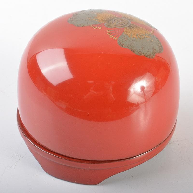 茶道具　朱塗　花蒔絵　香合　書付箱　M　R6923