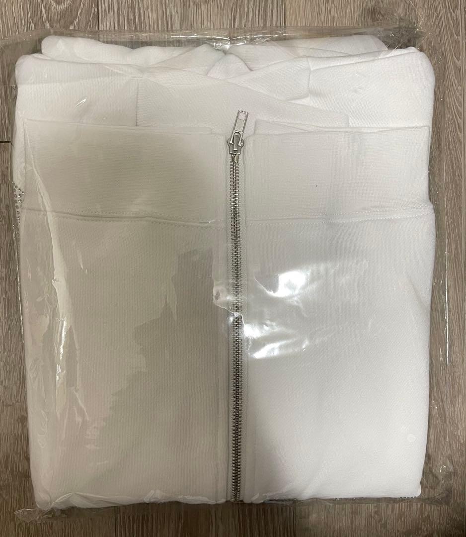 YOASOBI Rhinestone Logo Zip Hoodie ホワイトL