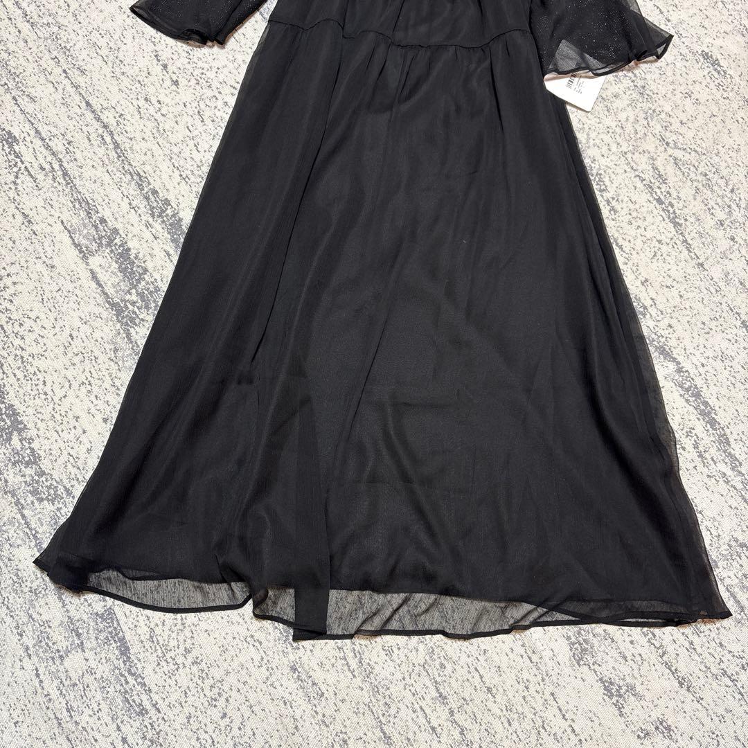 【niana】新品タグ付 シフォンドレス ラメチュール 黒L 結婚式 ブライダル