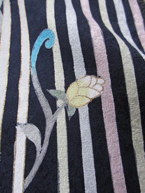 新品同様！アールデコ柄＊手描き＊濃いネイビー＊高級＊訪問着