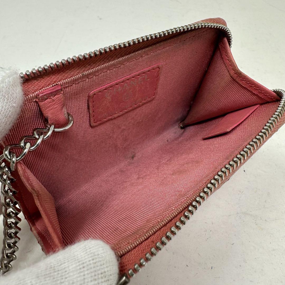 CHANEL シャネル ラムスキン ケース 小銭入れ ホルダー付き w8