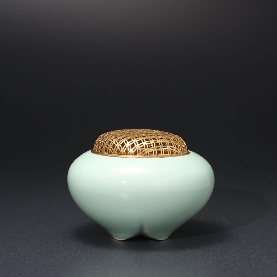 青磁香炉 三枝惣太郎 共箱 香道具 R1522ダN3