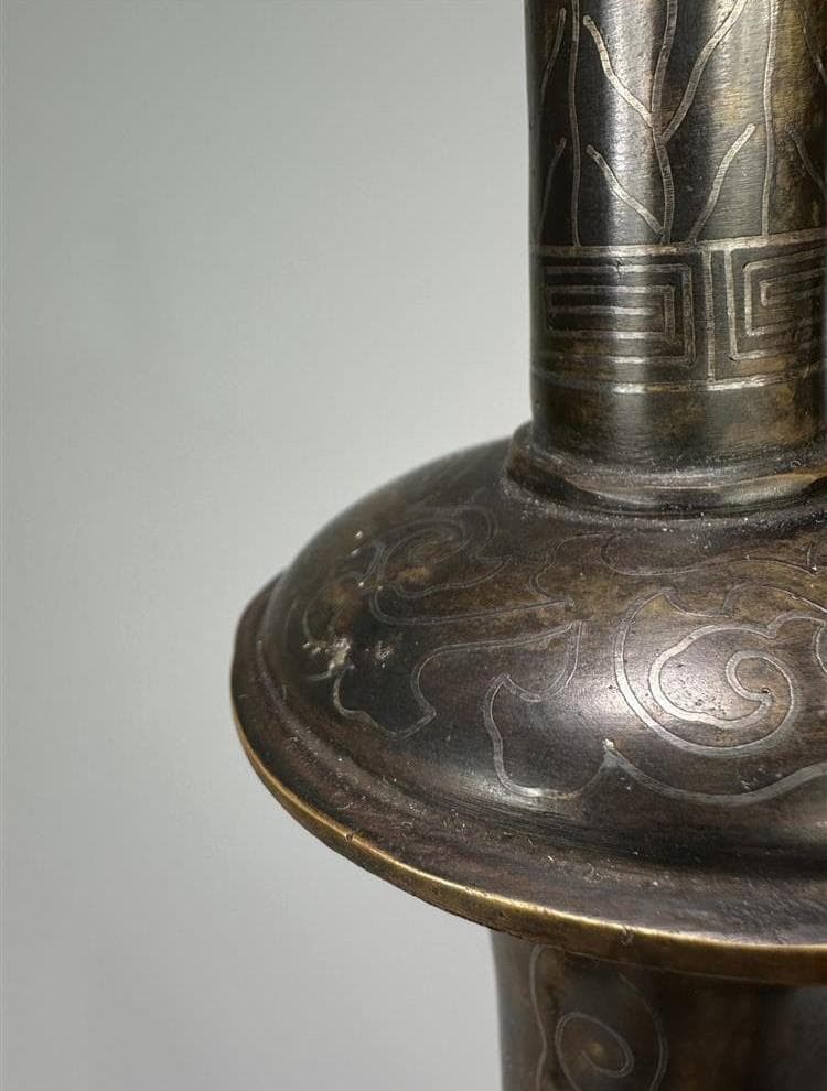 ◇『高麗金銅銀象嵌蒲柳水鳥紋浄瓶』 水瓶◇検）新羅仏 百済