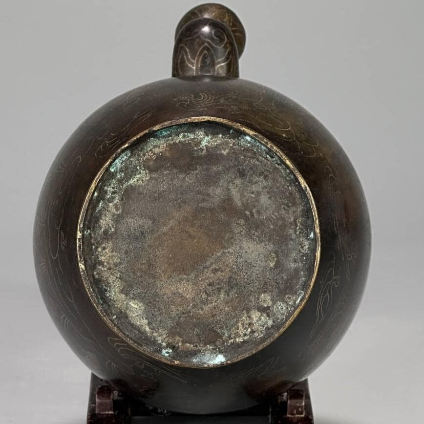 ◇『高麗金銅銀象嵌蒲柳水鳥紋浄瓶』 水瓶◇検）新羅仏 百済