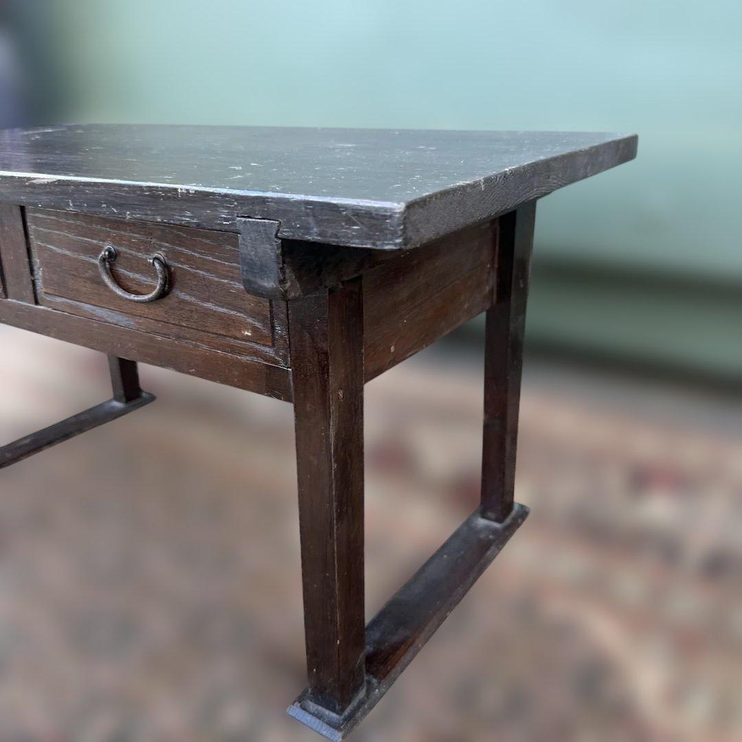 ヴィンテージ木製文机 ダークブラウン 引き出し2つの通販はau PAY