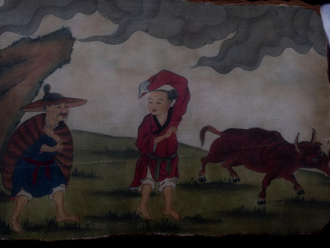 中国唐時代 敦煌莫高窟壁画 彩絵 人物像 発掘品 AK1733A10-4