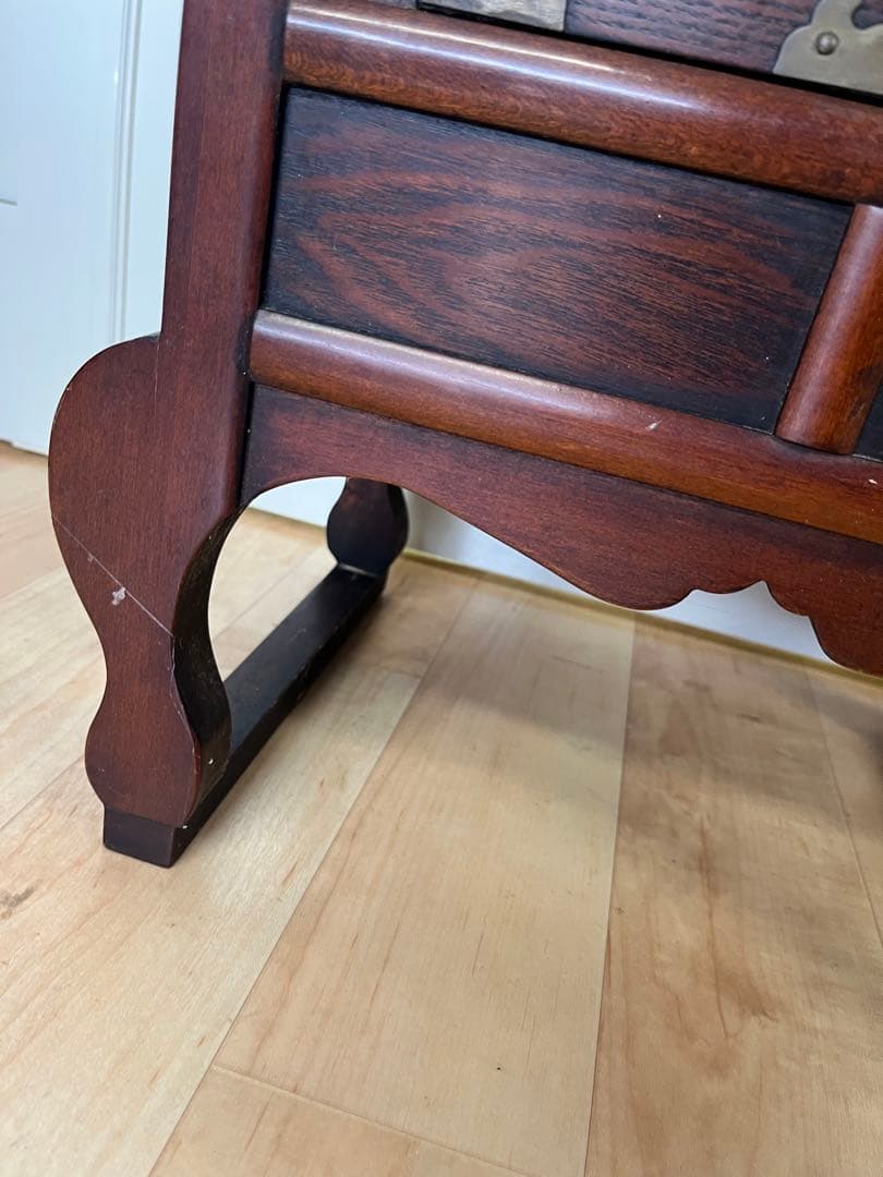 李朝家具 魚錠前付き 彫文字 ヤクジャン 薬箪笥 小引き出し 韓国朝鮮