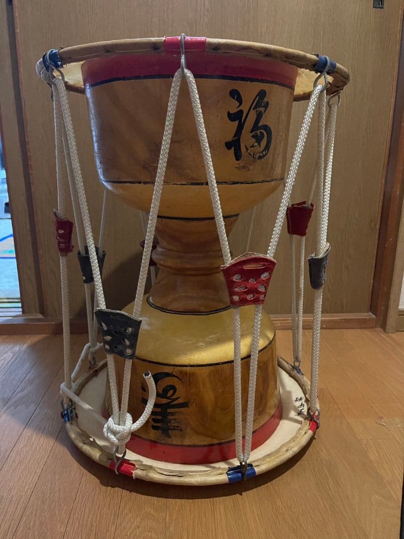F1537］韓国太鼓 チャング チャンゴ バチ付き ソフトケース付き 韓国