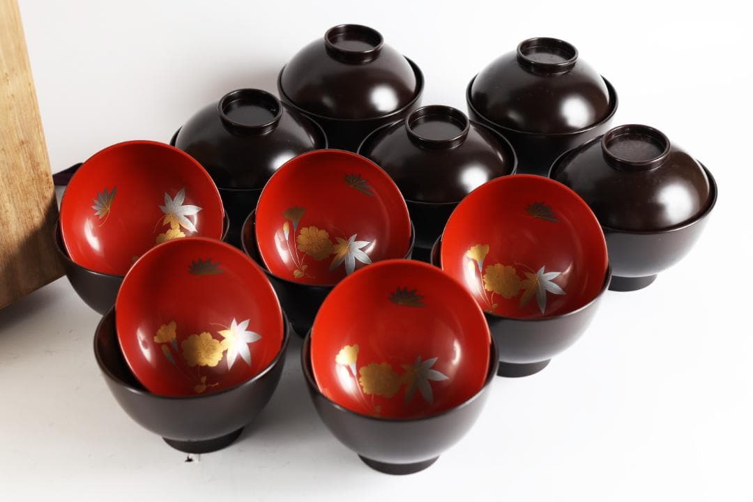 平安 象彦 花蒔絵 黒喰吸物椀 十客 - メルカリ