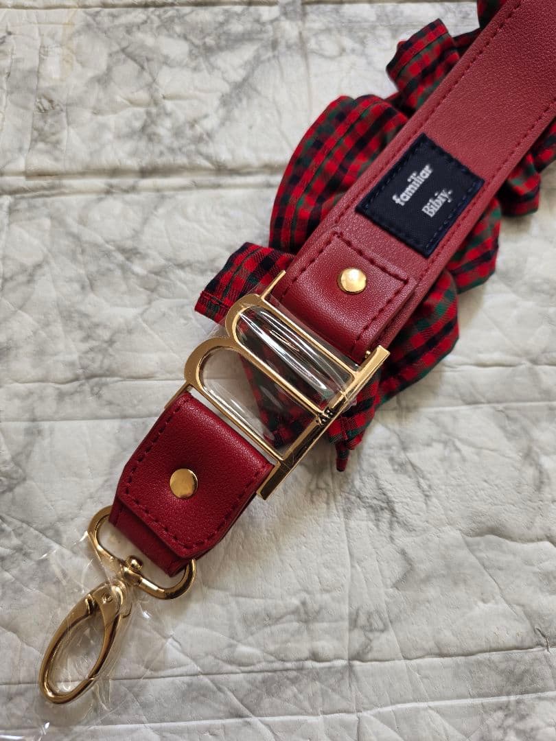 新品☆Familiarファミリア✕Bibiyビビィ フリル ストラップ赤チェック