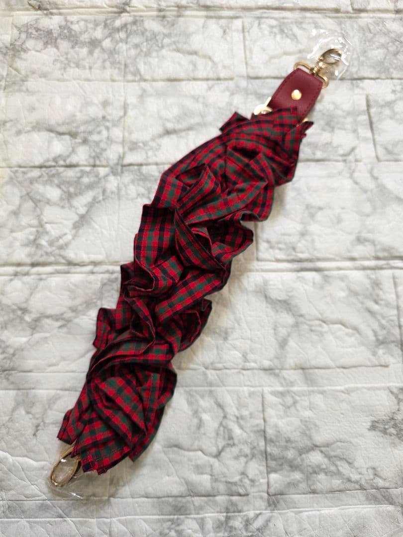 新品☆Familiarファミリア✕Bibiyビビィ フリル ストラップ赤チェック