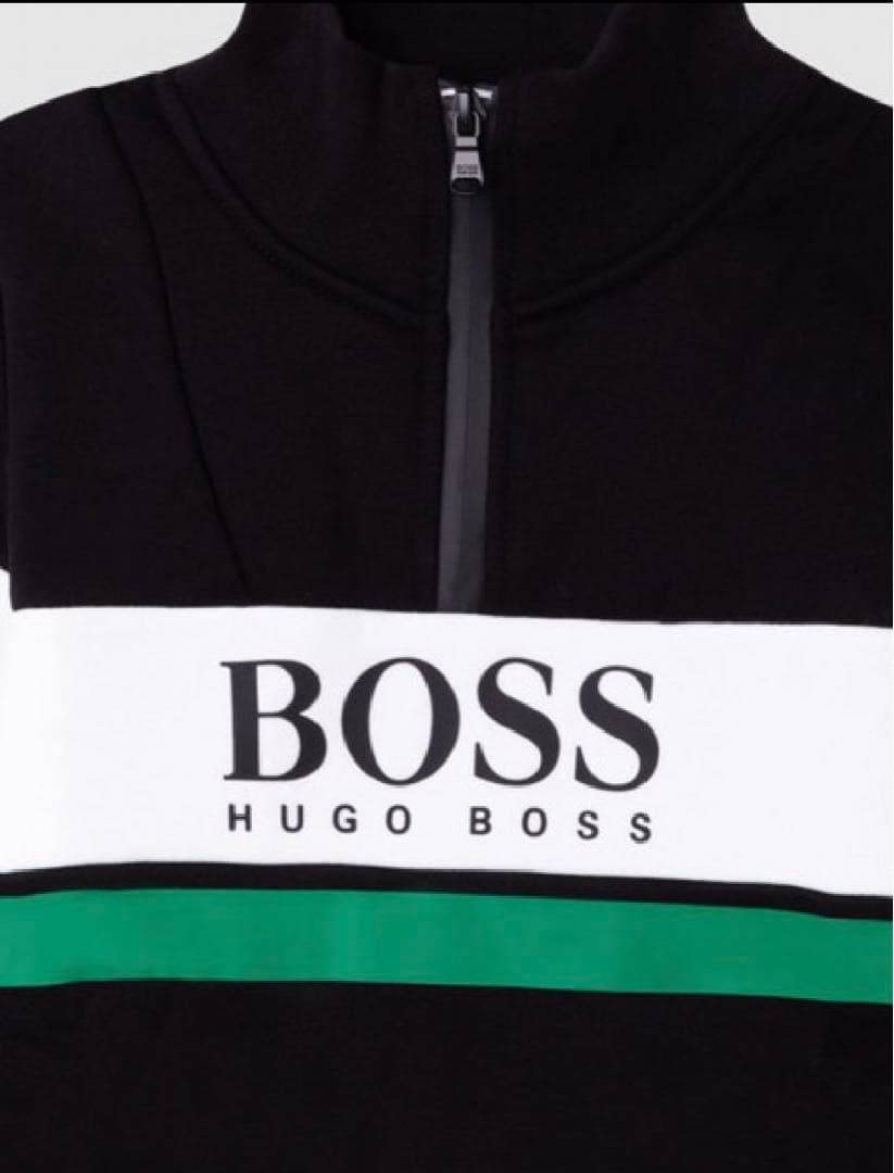 BOSS★子供服裏起毛トレーナー14A黒×グリーン