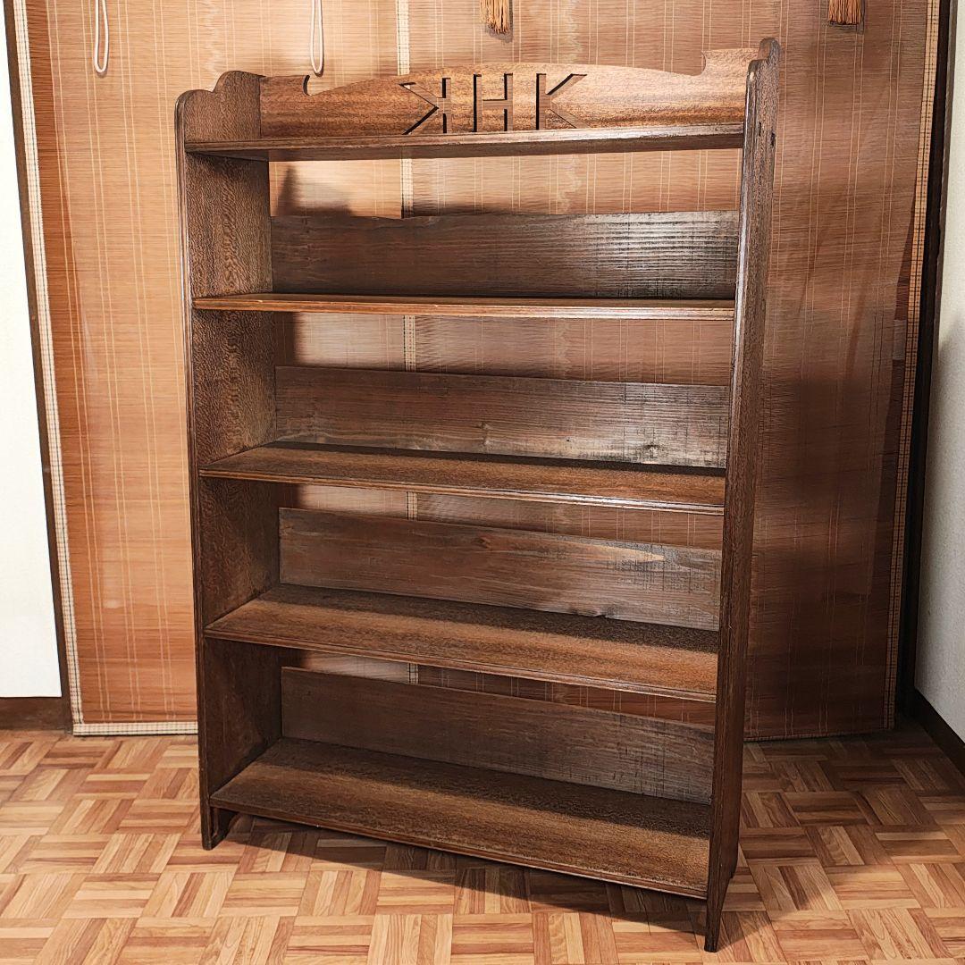 木製本棚5段オープンラック昭和レトロ古家具