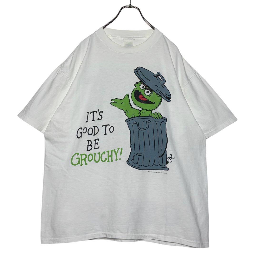 90sヴィンテージtシャツ セサミストリート オスカー 白 XL