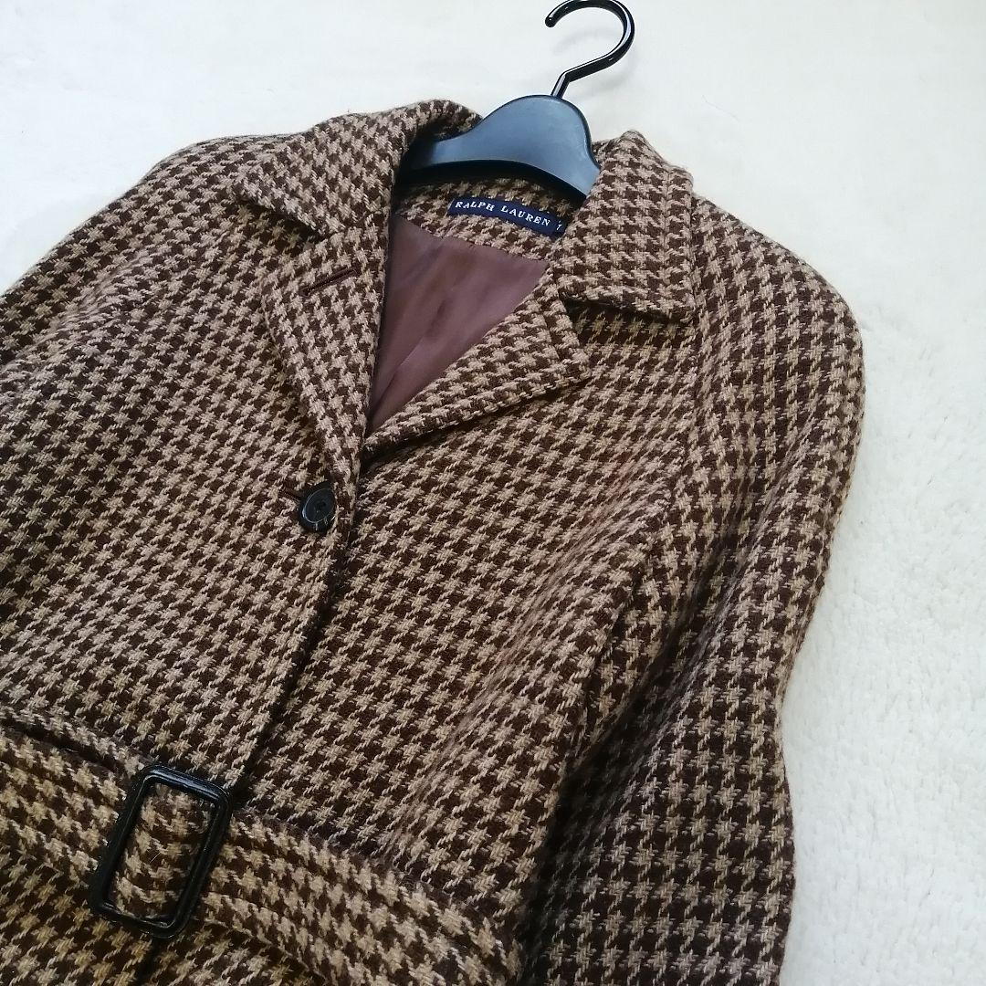 ラルフローレン ロングコート 千鳥柄 ベルト ベルテッドコート