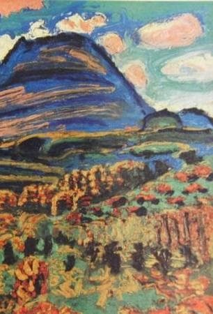 梅原龍三郎、【秋の浅間山】、希少な大判額装用画集より、美品、日本人