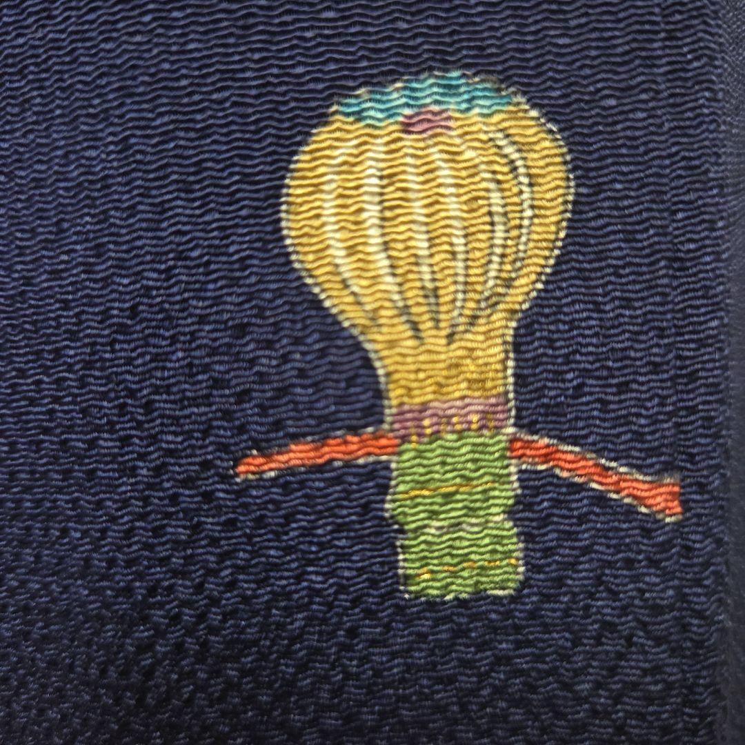 古代ちりめん小紋 紺地 茶道具飛び柄 6611