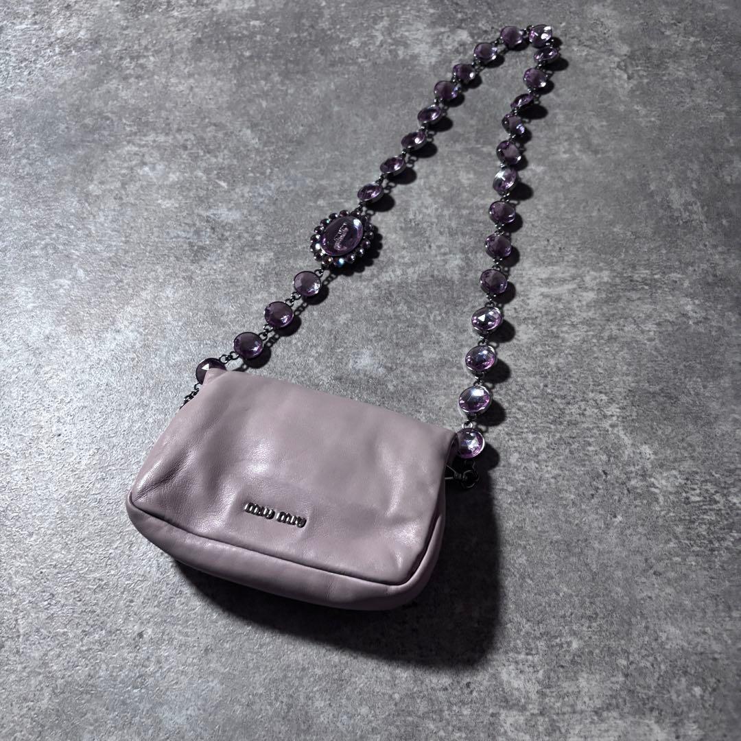 バッグ Miu Miu Chain Beaded Shoulder Bag Clutch