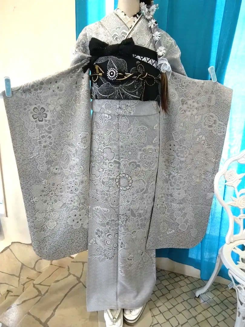 振袖、正絹山岡古都振袖、落款、西陣袋帯、 - メルカリ