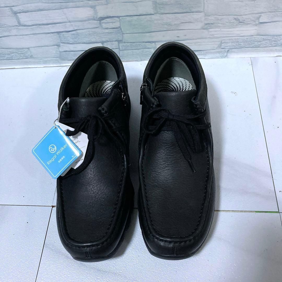 新品タグ REGAL リーガルウォーカー 革靴 モカシン 軽量 黒 25.5