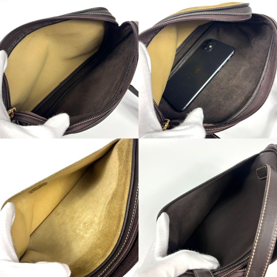 LOEWE アナグラム ロゴ ショルダーバッグ ポシェット スエード レザー