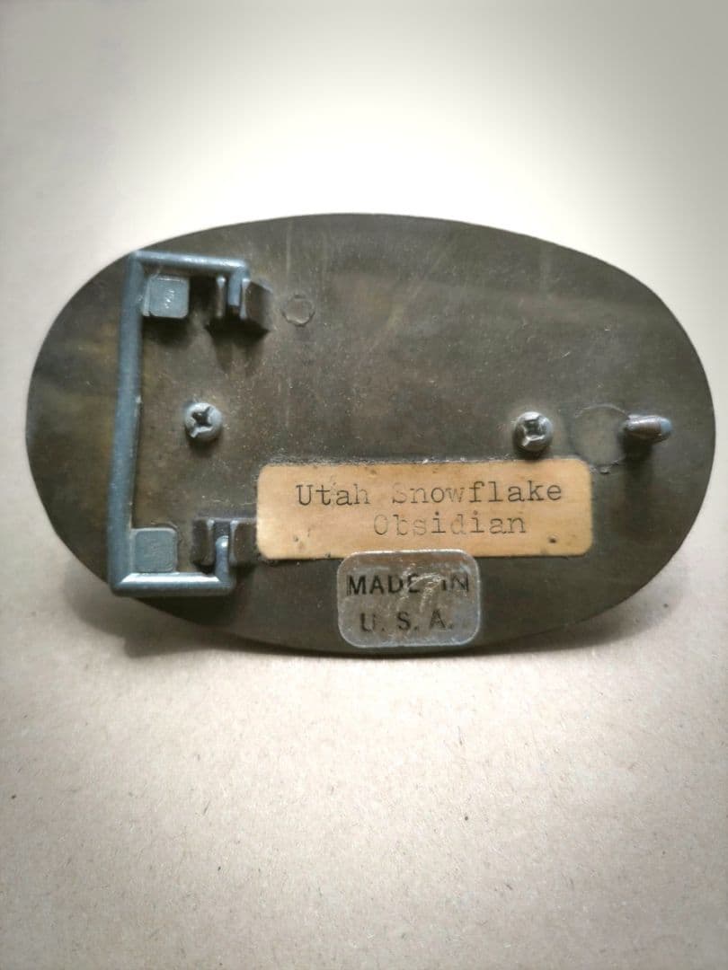USA ヴィンテージ スノーフレークオブシディアン 黒曜石 バックル レア物