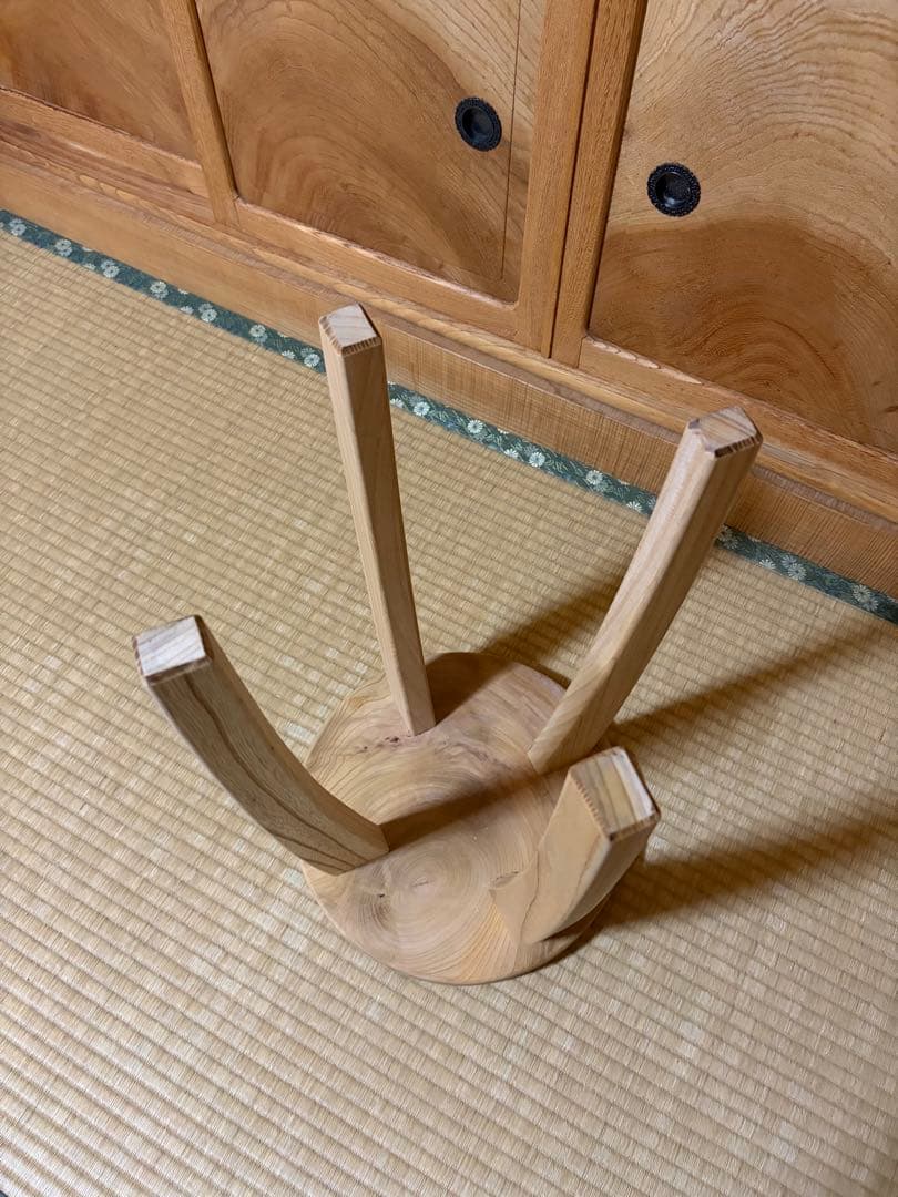 1366建具屋一筋58年のおじいちゃんの手作りスツール、イス☆けやき