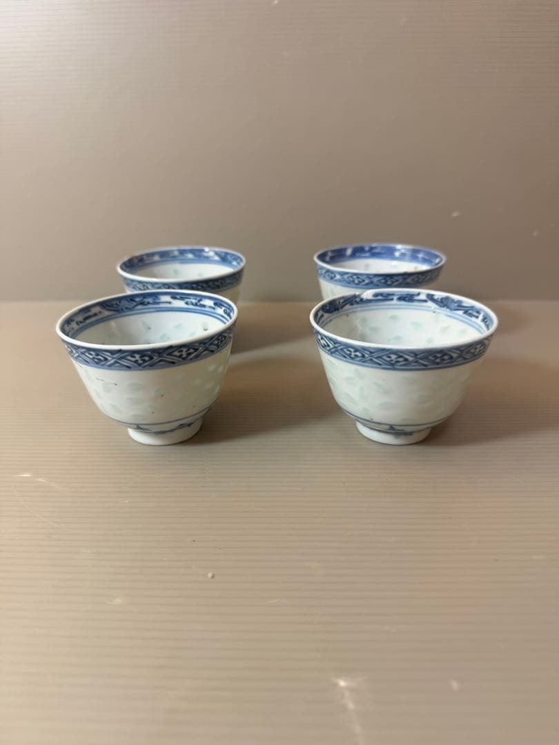 2908 中国骨董 康熙年造銘 蒸茶碗 4客 時代物