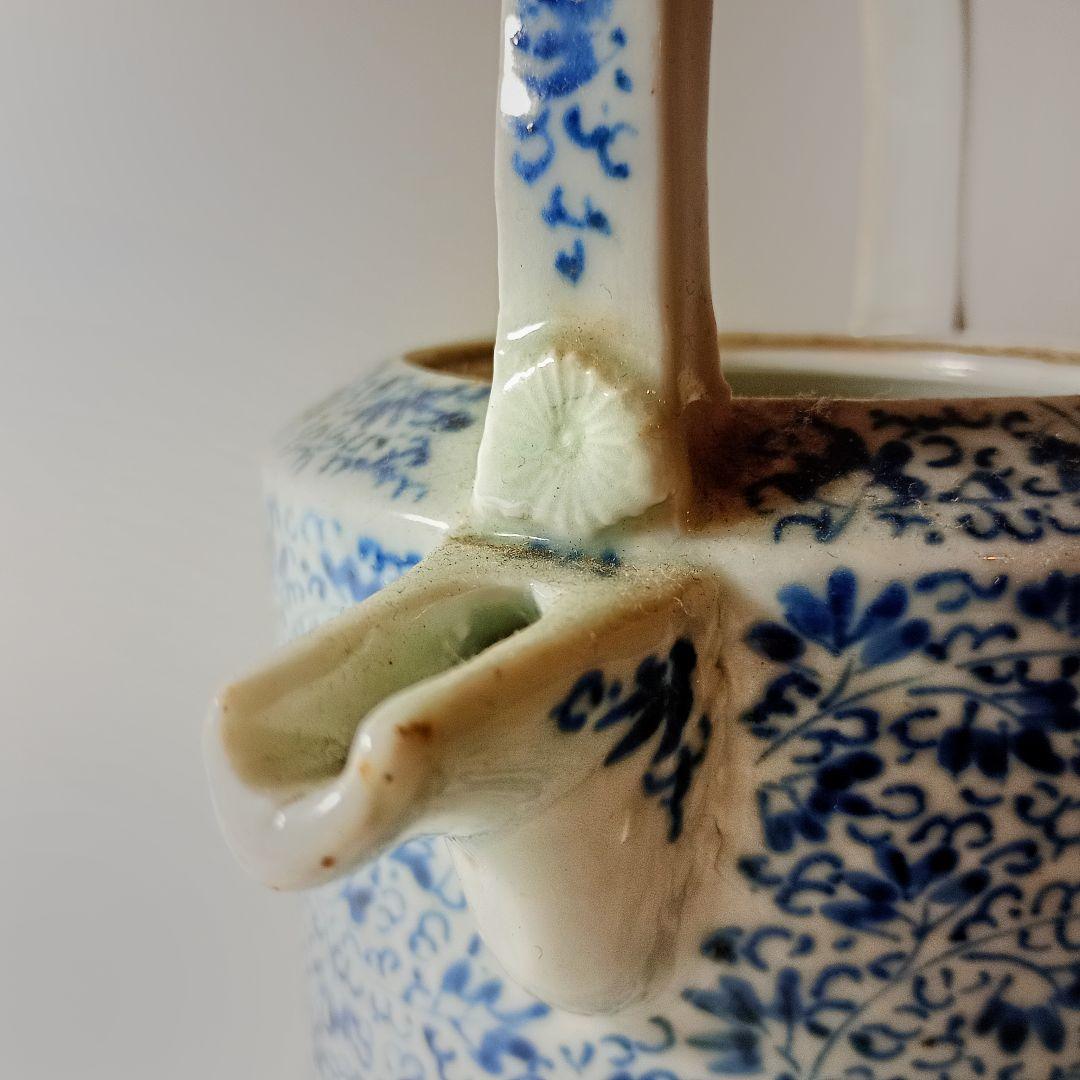 古伊万里 微塵花唐草文銚子 【初期伊万里 古九谷 藍九谷 柿右衛門