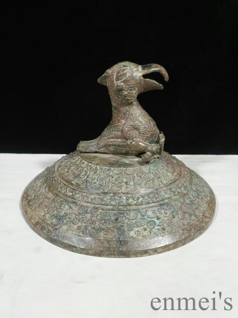 中国古美術 西漢 青銅器 鷹蓋人抱器 貯貝器 貝貨容器