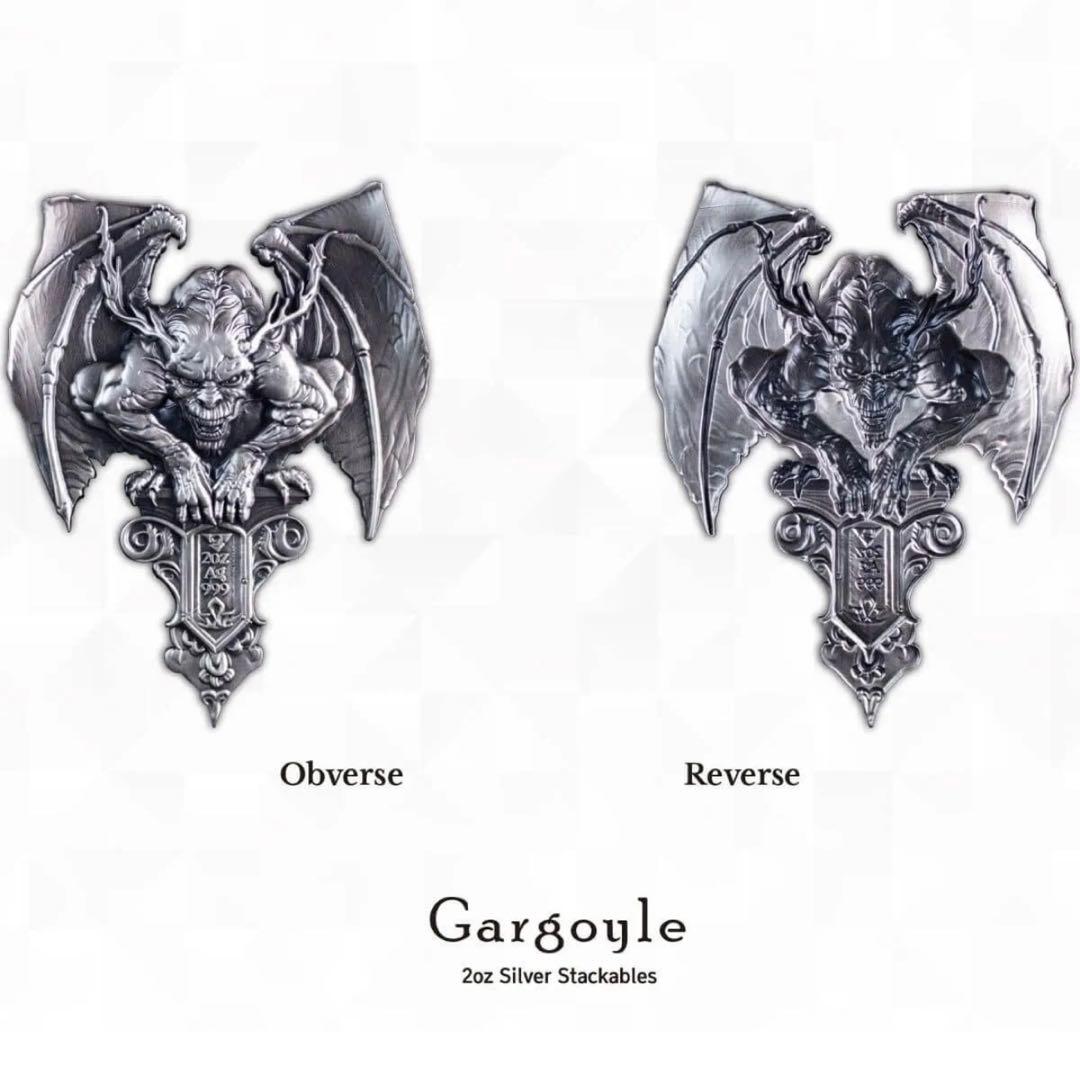 銀貨 ガーゴイル ハイレリーフ アンティーク 2オンス 2oz メダル
