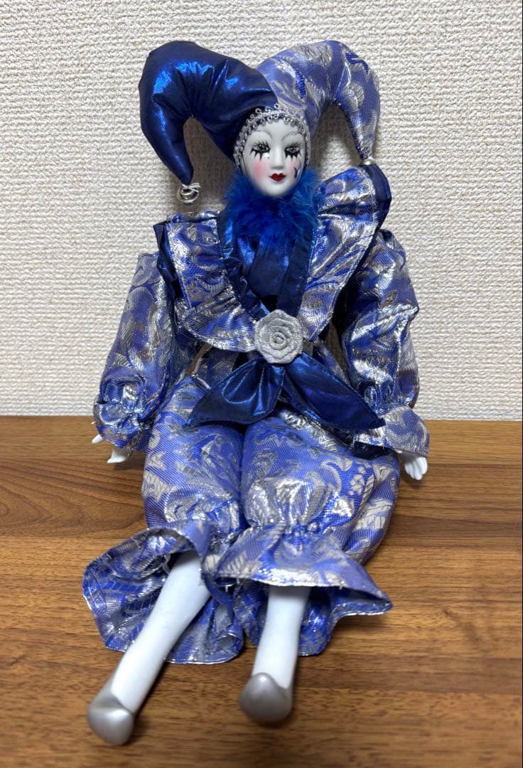 アンティークヴィンテージ虹色ピエロ陶器人形250702-8Y