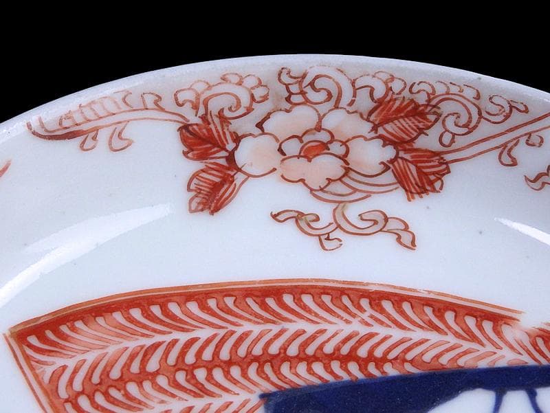 古伊万里 色絵 羊歯文様に松原帆掛け船 富士の図 5枚 B992AS-DAiの