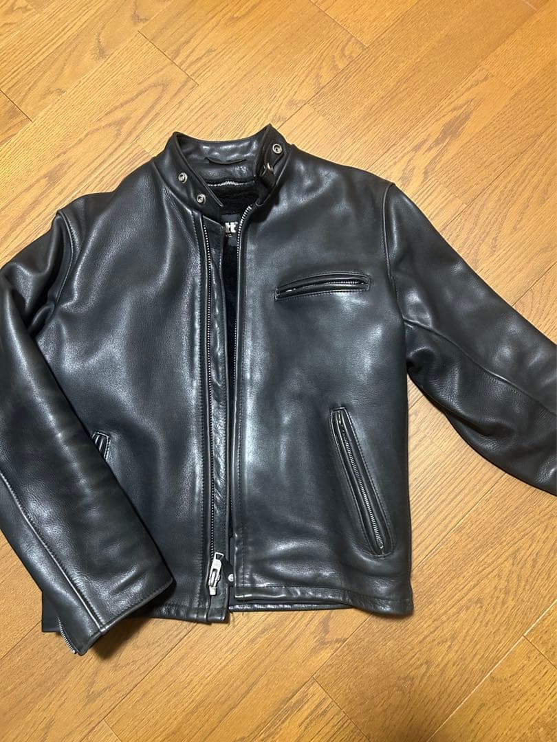 訳あり！ショットシングルライダースジャケット641 38サイズ ボア