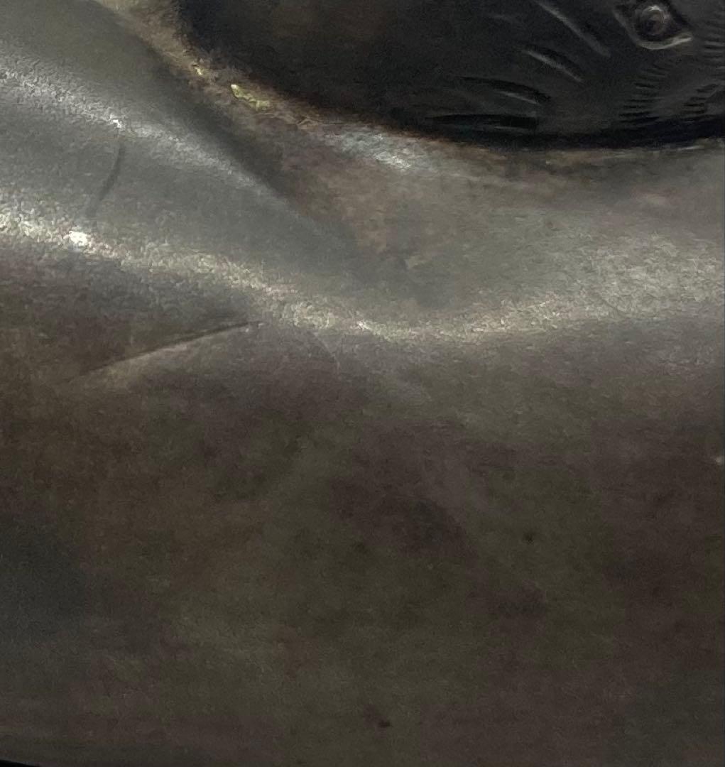 B491s 岡野利光造 鶴亀香合 純銀製 京都 共箱 茶道具 香道具 金工師