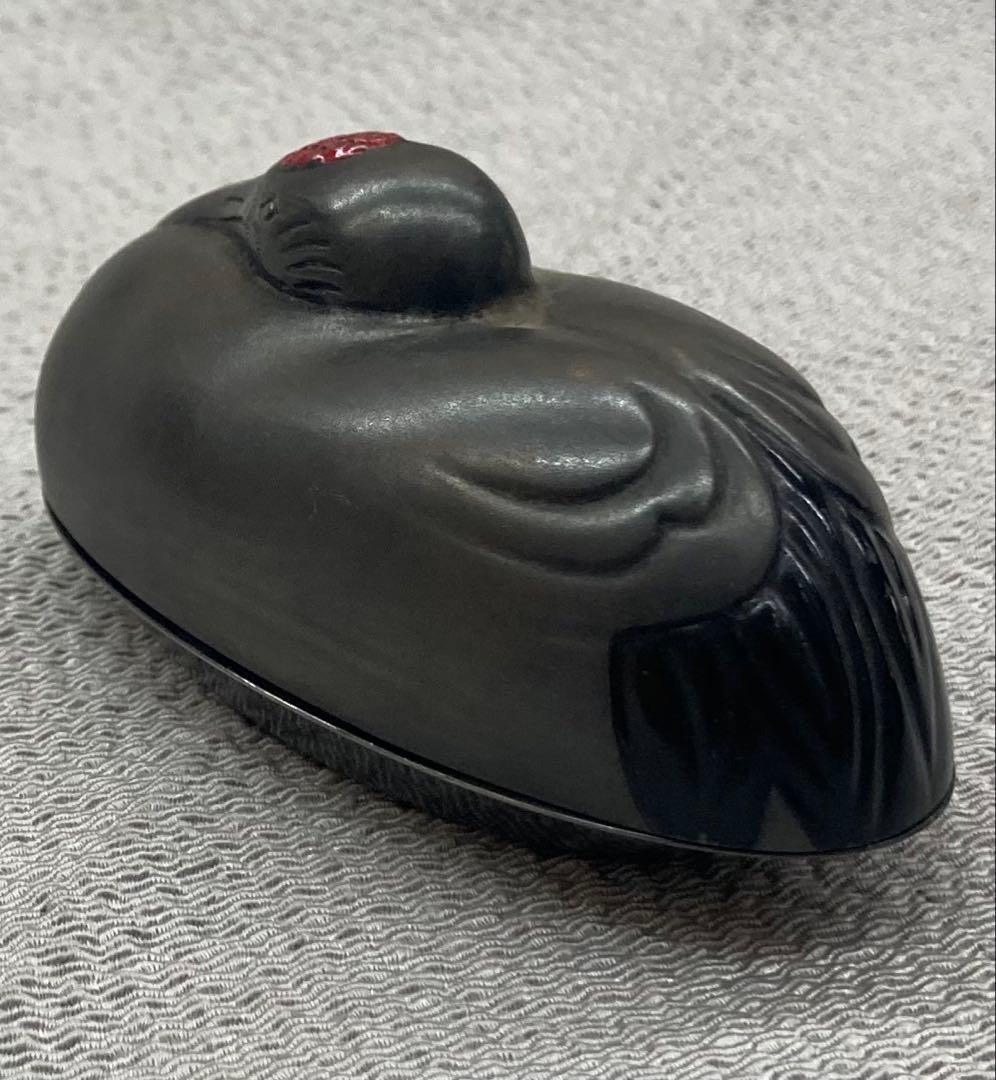 B491s 岡野利光造 鶴亀香合 純銀製 京都 共箱 茶道具 香道具 金工師