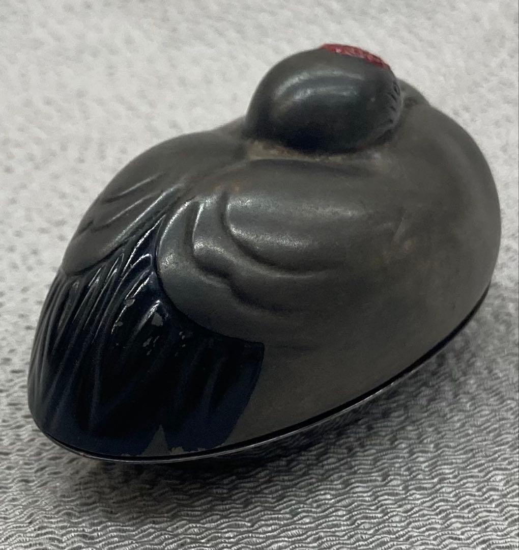 B491s 岡野利光造 鶴亀香合　純銀製　京都　共箱　茶道具　香道具　金工師