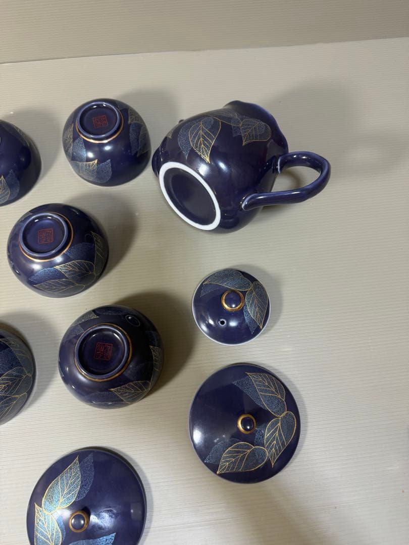 2265 九谷焼 茶器セット 急須1客 湯呑蓋付5客 未使用