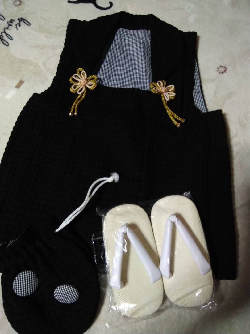 男の子用・3歳から5歳向け・表側正絹・お着物とお被覆のセット・巾着付き