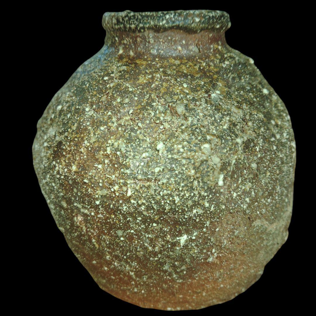 古信楽焼　灰被蹲る　窯変　花入れ　鑑賞用