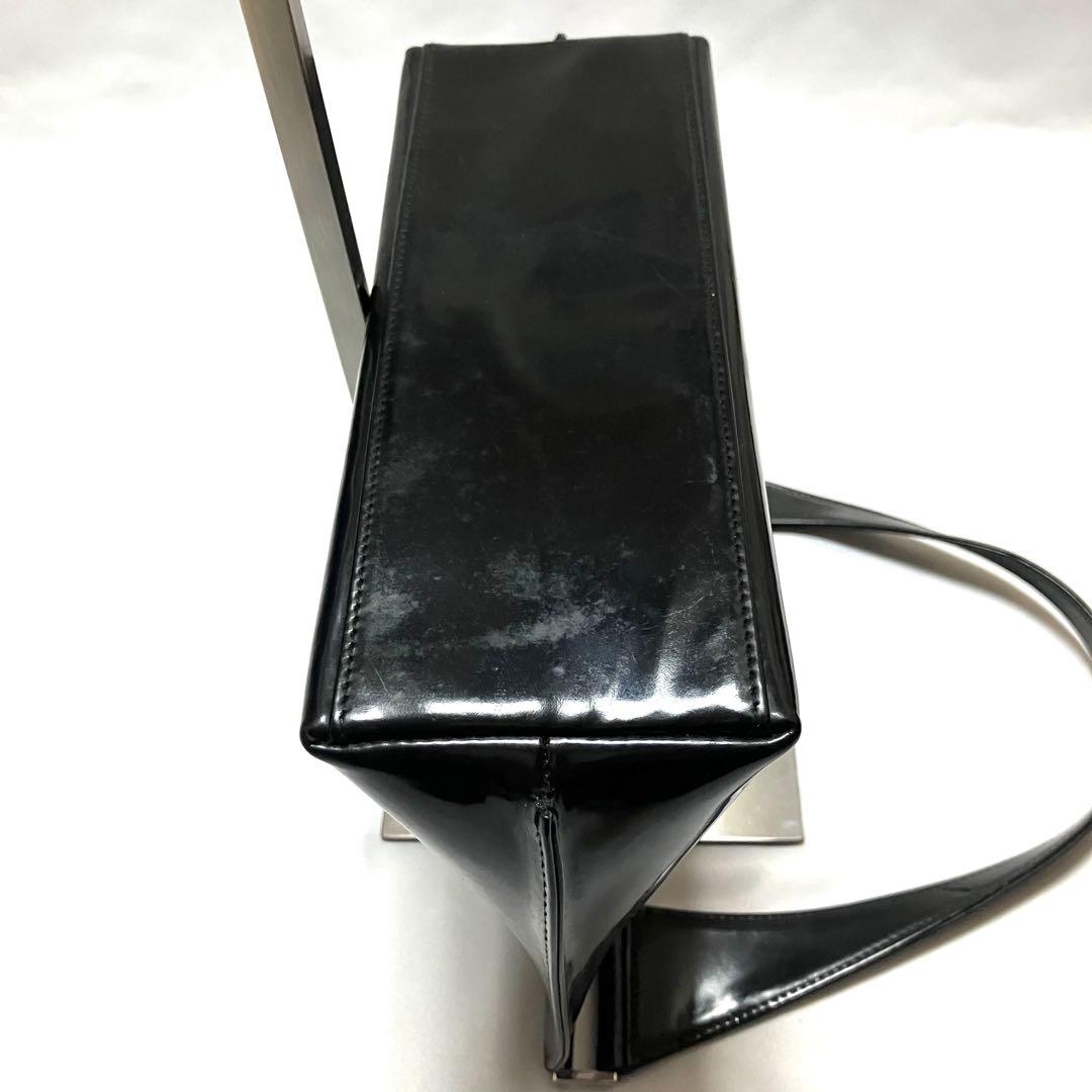 GUCCI グッチ ワンショルダー バッグ エナメル ブラック 黒 希少デザイン