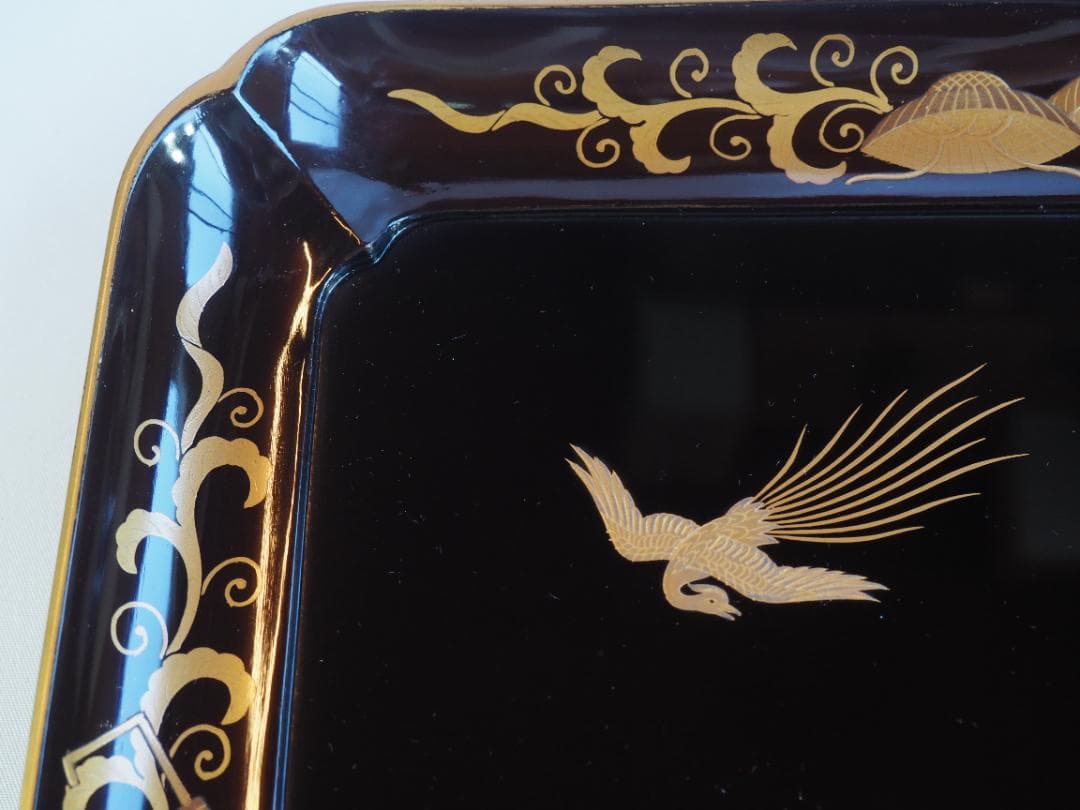 西村象彦造『鳳凰唐草蒔絵盆』（共箱）