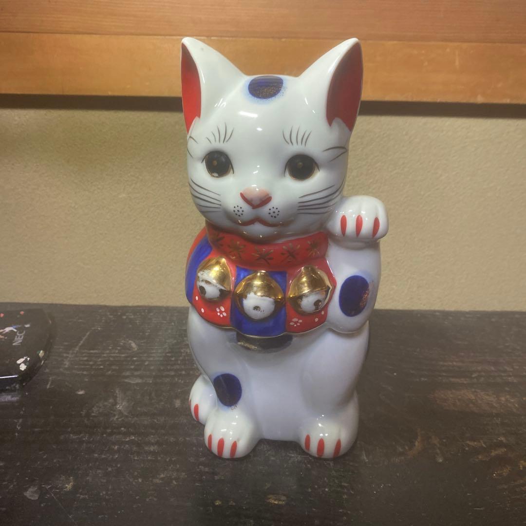 陶器製 招き猫 置物 約23cm11cm12cm