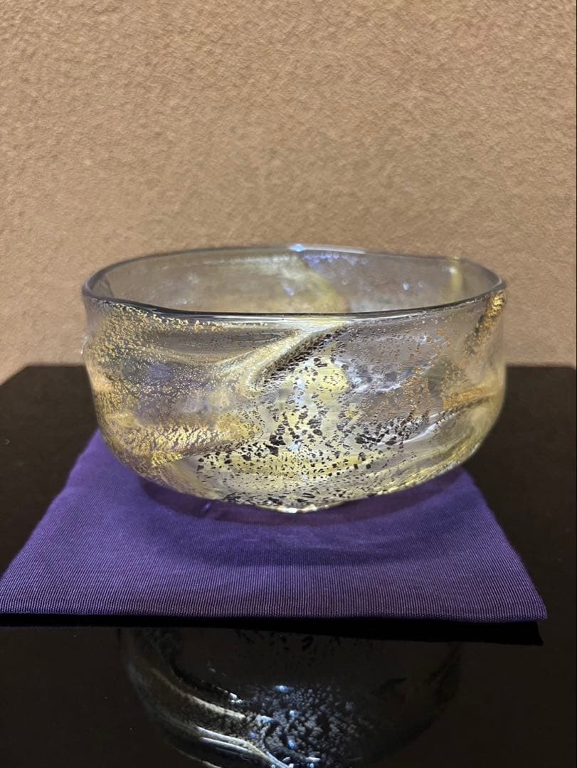 石井康治 ショップ 手吹き金彩硝子 茶碗