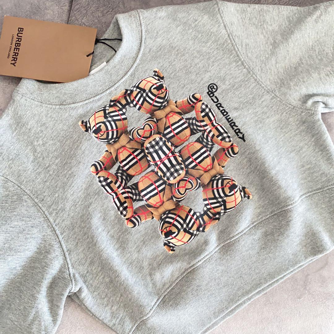ラスト１【新品】Burberry キッズ ロゴ トレーナー くま グレー 4Y
