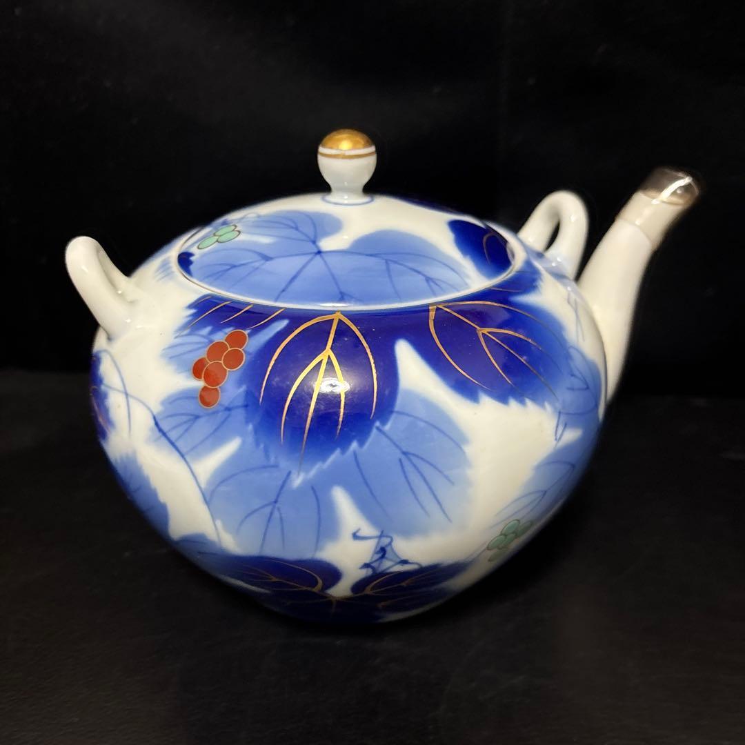 有田焼 深川製磁 染錦葡萄 茶器揃（急須、蓋付き湯呑み，湯冷まし）