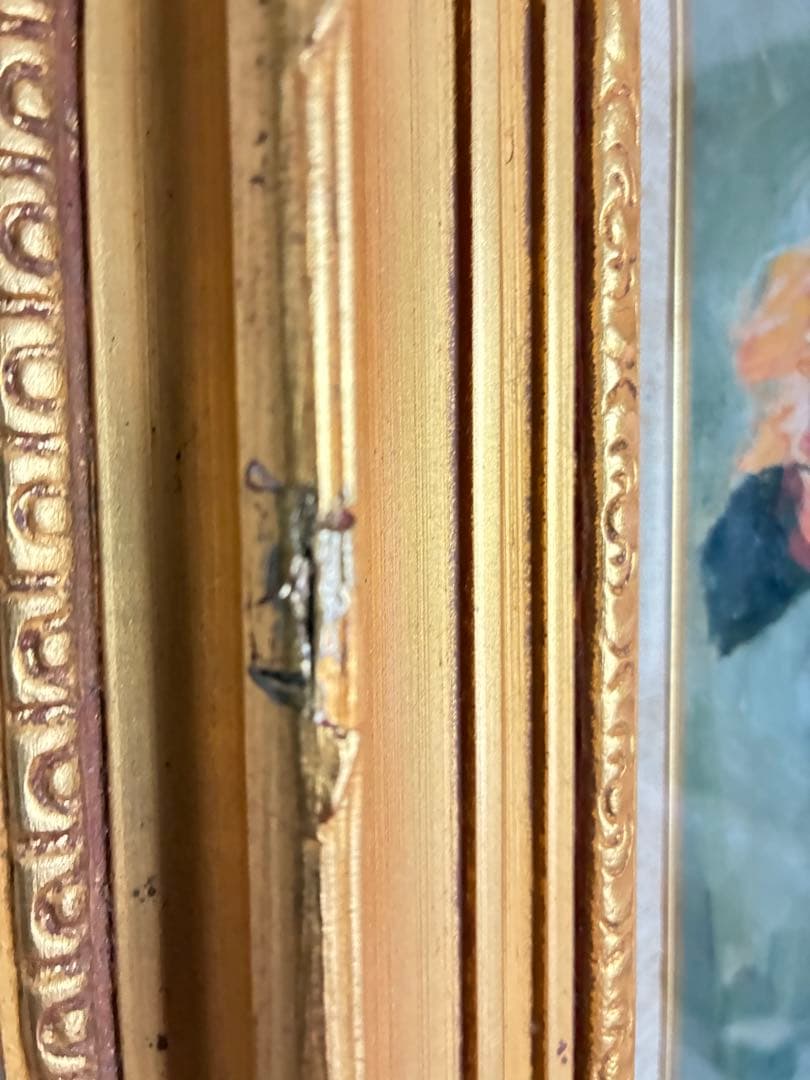 バラの油彩画 金色フレーム付きyoko 作　肉筆サインあり