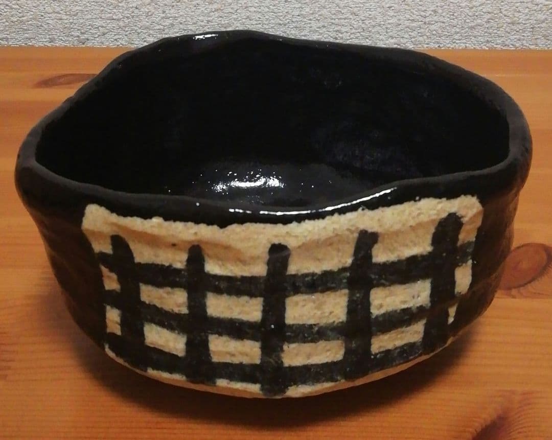 宗完書付 加藤石春作 黒織部写 銘『清楽』 茶碗 共箱