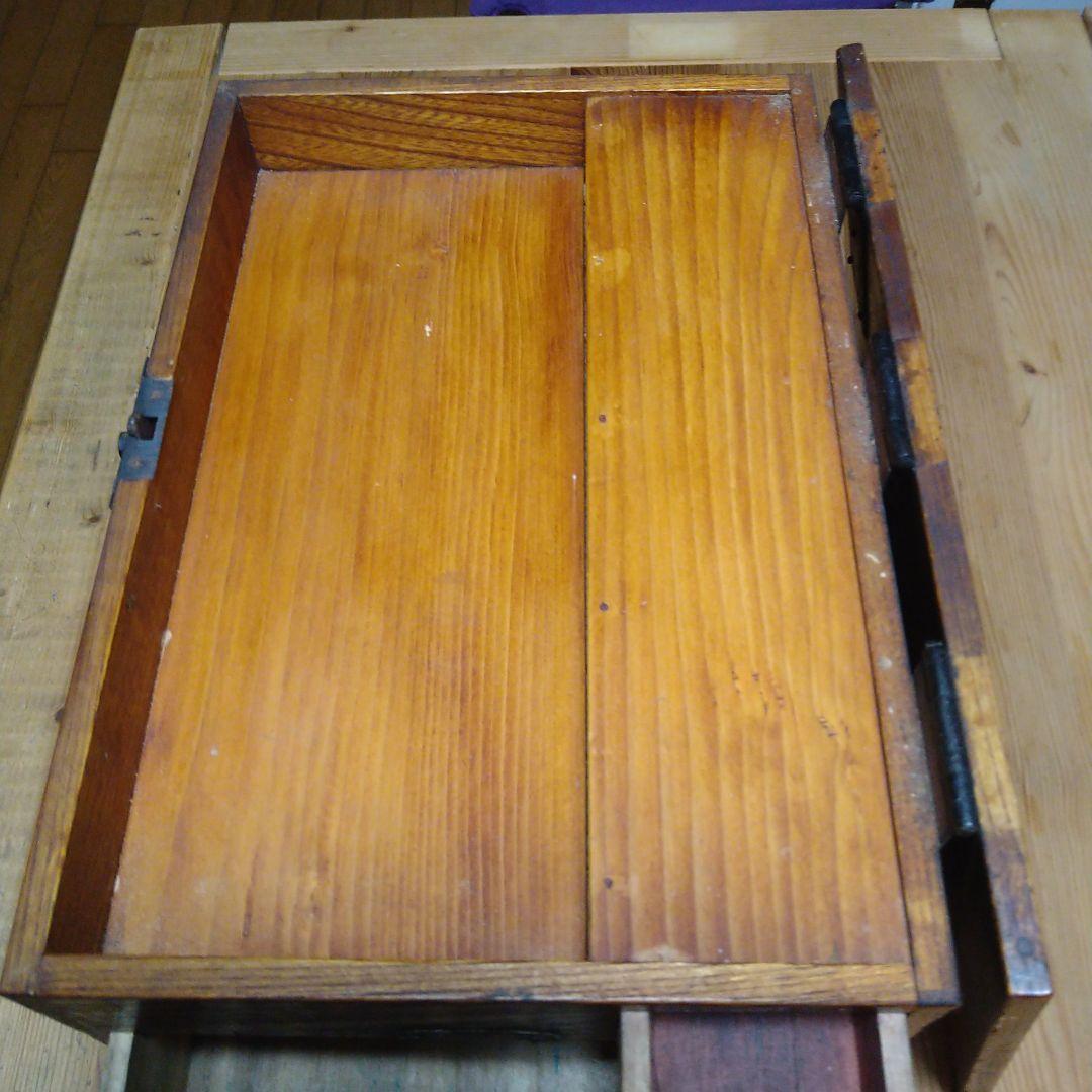 硯箱　欅　骨董